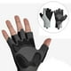 thumbnail image 5 of Guantes de ciclismo para hombre y mujer, de montaña, de medio dedo, antideslizantes, con almohadilla de gel absorbente de impactos, transpirables. Gris M, 5 of 8