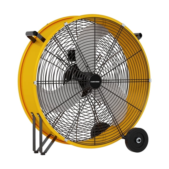 FANNIVERSE Pro Series 30 in 3-Speed High Velocity Drum Floor Fan with Handle Caster