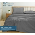 thumbnail image 4 of Royale Linen 400 Thread Count 100% American Grown Cotton Flat Sheet - Cooling Sheets - King Sheets - Luxury Sateen Weave - King Flat Sheet Sold Separately - Grey Flat Sheet Only (King, Spanish Slate), 4 of 9