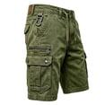thumbnail image 2 of Jessboyy Jean Cargo Shorts for Men with Multi Pockets Button Zipper Knee Length Bermuda Cargo Summer Outdoor HIking Work Shorts Army Green,L, 2 of 9