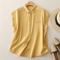 thumbnail image 1 of mfyjkho Camisetas Sin Mangas Para Mujer, Camiseta Sin Mangas Con Cuello Vuelto, Botones Y Bolsillos De Color Liso De Lino Sintético Para Mujer Tops Para Mujer M, 1 of 7