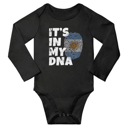 

It s In My Argentine DNA Baby Long Sleeve Bodysuits Unisex Gifts (Black 18 Months)