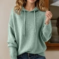 thumbnail image 2 of Women's Sweater Hoodie 2025 Fall Winter Long Sleeve Trendy Solid Color Knit Hooded Sweatshirt Pullover Top, 2 of 4
