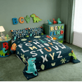 thumbnail image 3 of Manfei Alphabet Kids ABC Learning Twin Comforter Sets, Cartoon Dinosaur Bedding Set For Boys Girls,Jungle Dino Duvet 2 Pieces, 3 of 8