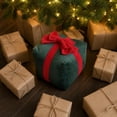 thumbnail image 4 of Christmas Gift Box Shaped Throw Pillow, Velvet Bow Decor, Red or Green Cushion for Sofa Couch Bed, 7.9-Inch, 4 of 8