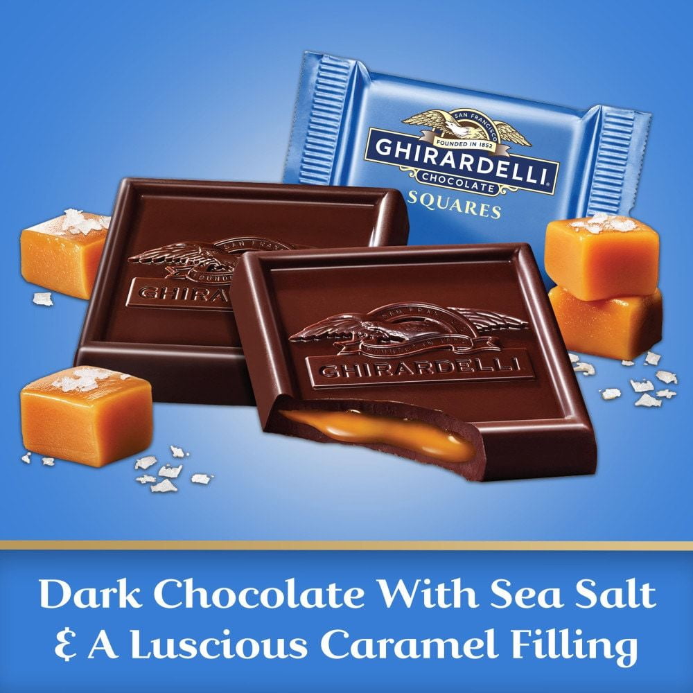 Ghirardelli Dark Chocolate Sea Salt Caramel Squares Candy Pouch 5.32 oz - Pack of 3