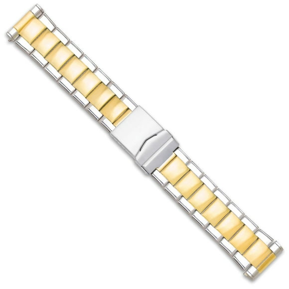 Oyster Style Link Metal Watch Band - Two Tone - 24mm