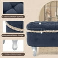 thumbnail image 5 of S-HOME 29.5 Inch Footboard Bench in Fabric Upholstered Design with Hidden Storage and Stylish Fringe for Any Room，Blue, 5 of 12