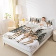 thumbnail image 4 of Manfei Wild Deer Full Size Sheets,Cute Xmas Reindeer Bed Sheets,Brown White Green Sheet Sets For Boys Kids,Ultra Soft Home Decor,4pcs, 4 of 7