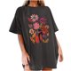 thumbnail image 1 of Faldas Cortas para Mujeres, Impresión de Flores Casual Oversized Camiseta de Manga Corta Top Hecho de 95% Poliéster 5% Spandex para Primavera Verano, Falda Corta de Verano, 1 of 7