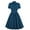 Blue, variant on Fesfesfes Women Dress Short Sleeve Round Neck Solid Color Lacing Single-Breasted Loose Hem Dress Tops on