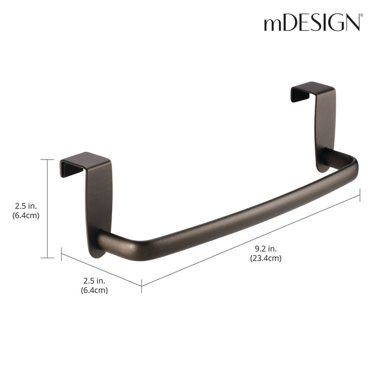 mDesign Steel Metal Over Cabinet Towel Rack Storage Organizer Bar Bronze