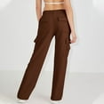 thumbnail image 4 of XFLWAM Womens Cargo Sweatpants Elastic High Waisted Drawstring Joggers Pants Baggy Straight Leg Y2K Trousers with Pockets Brown XXL, 4 of 5