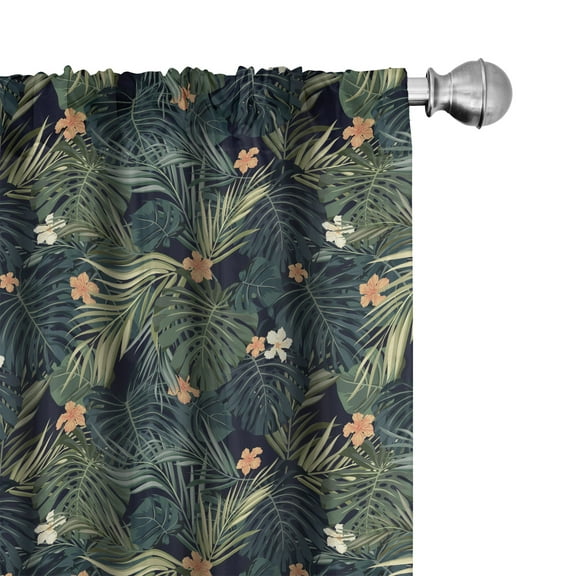 Ambesonne Palm Curtains, Exotic Summer Foliage Flora, Pair of 28"x95", Multicolor