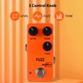 thumbnail image 3 of ZORY Guitar Fuzz Effects Pedal LEVEL/TONE/FUZZ Versatile Controls DC 9V 6.35mm Input/Output Interface Aluminum Alloy Electric Guitar Fuzz Effector with True Bypass, 3 of 9