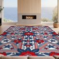 thumbnail image 2 of Design&I 2'x3' Washable Doormat Five Point Stars Red Flowers White Accents Symmetrical for Entryway, Indoor, Ultra-Thin & Non-Slip Skid-Resistant, 2 of 7