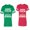 Men Green / Women Red, variant on Keep Calm King Queen Unisex Couple Matching Cotton Jersey style T-Shirt Contrasting stripes on sleeves (Men Green / Women Pink) (Men M / Women L)