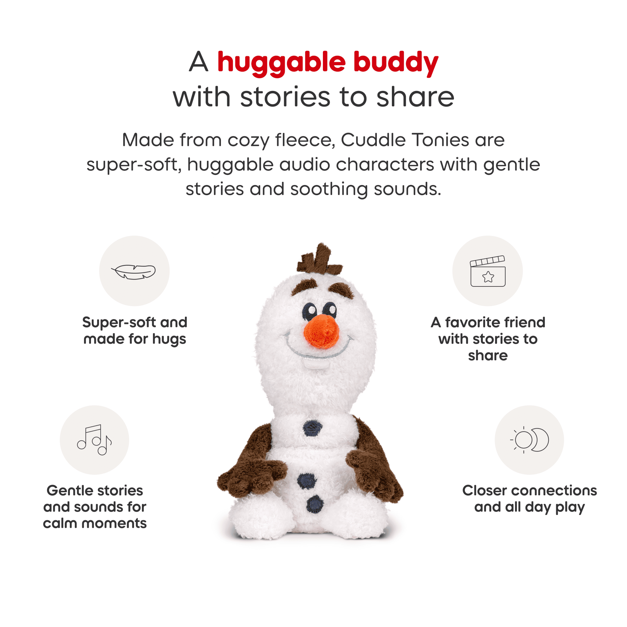 Tonies Cuddle Tonie Olaf Audio Toy Plush from Disney's Frozen, Age Group 3+