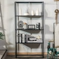thumbnail image 3 of 4-Tier Black Metal Bookshelf Industrial Style Living Room, 3 of 6