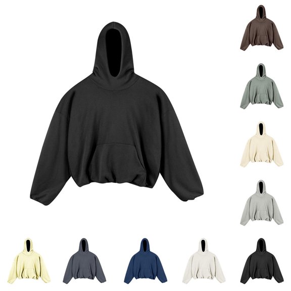 KeShDi Oversized Hoodies Men Baggy Hooded Sweatshirts Men Solid Long Sleeve Fleece Short Width Double Layer West Streetwear Hoodie Sweatshirts White 3X