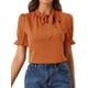 thumbnail image 1 of Top Elegante De BluDe ManCorDe OficiDe Las Camisas Del Cuello De PajariDe Las Mujeres Caramelo XL, 1 of 4