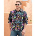 thumbnail image 4 of Camisas de discoteca de los años 70 para hombre, camisas casuales, camisas florales vintage de manga larga, cárdigan con solapa de botones, camisas de gran tamaño para hombre, 4 of 5