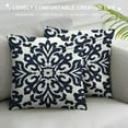 thumbnail image 3 of Shiartex Canvas Decorative Cushion Covers Navy Blue Bohemian Flower Throw Pillow Covers 22x22in, 3 of 5