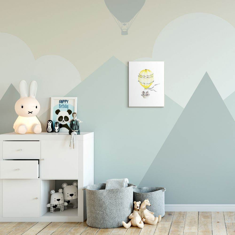 The Kids Room by Stupell Cute Cartoon Elephant In Hot Air Balloon Zoo Animal Painting Wall Plaque Art by Studio Q by Studio Q