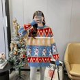 thumbnail image 4 of Suéteres de punto de Navidad para mujer, suéteres gruesos de cuello redondo holgados de jacquard a la moda, prendas de punto elegantes vintage, novedad de otoño e invierno, 4 of 4