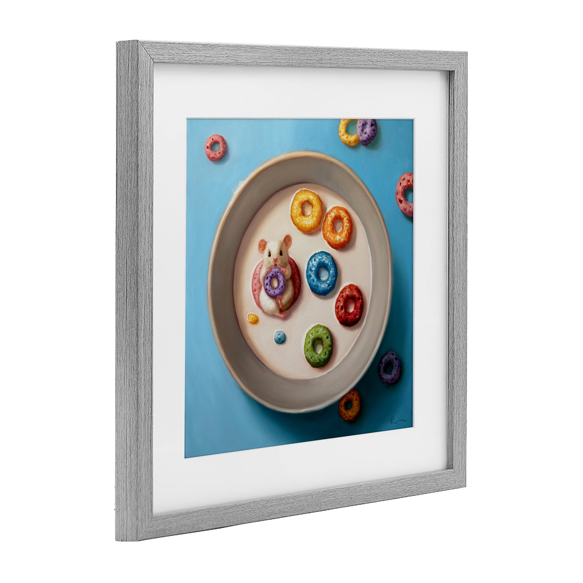 Stupell Industries Morning Dunk Cereal Mouse Gray Framed Print Under Glass, design by Lucia Heffernan