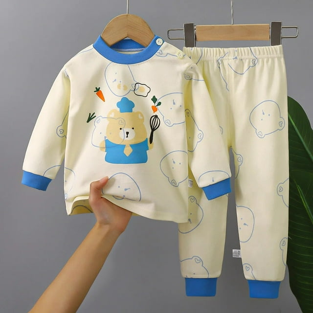 Conjunto de pijama para niños y niñas, camiseta de manga larga con estampado de dibujos animados, Tops con pantalones, ropa de dormir para otoño, novedad de 2023