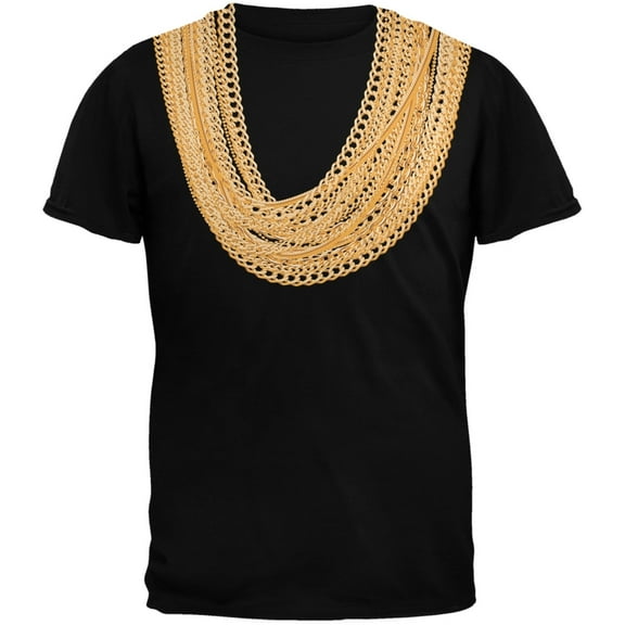 Gold Chains Black Adult T-Shirt - 2X-Large