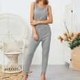 thumbnail image 4 of Gifts Usmixi Jumpsuits for Women Dressy Casual Pocket Adjustable Drawstring Tank Maxi Jumpsuits Overalls Summer Crewneck Sleeveless Solid Long Formal Rompers Gray s, 4 of 7