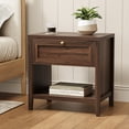 thumbnail image 3 of EYYTHUNG Farmhouse Nightstand Set of 2, Large Bedside End Table with Drawer & Open Storage, Mid Century Wood Night Stand, Brown, 3 of 6