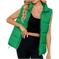 thumbnail image 2 of BSDJILFG Womens Puffer Vests Quilted Down Jackets Medium Long Cardigan Vests Sleeveless Casual Solid Color Puffer Coats, 2 of 9