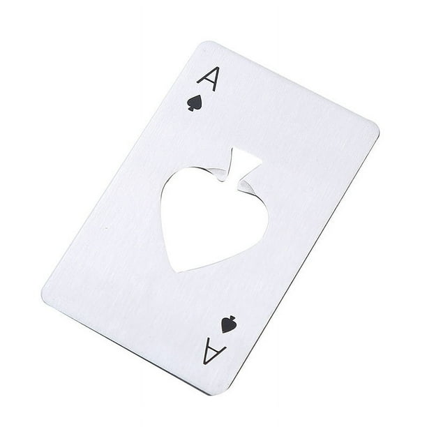 Set de 4 Abrebotellas en Forma de Tarjeta de Acero Inoxidable, con Estuche, Resistente, Abridor de Cerveza. (PLATA)