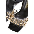 thumbnail image 2 of Cape Robbin Block Chunky High Heels Women Transparent Slip-On Square Open Toe Gold Studs Spikes MAXFIELD Black 11, 2 of 5