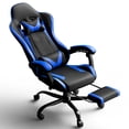 thumbnail image 6 of Frovlni Ergonomic Gaming Chair for Adults with Footrest, Reclining High Back PU Leather Office Computer Chair, Height Adjustable Headrest & Lumbar Support, Black & Blue, 6 of 9