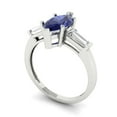 thumbnail image 2 of Clara Pucci 14K White Gold Solid Gold Tanzanite Three-Stone Anniversary Ring for Women - 2 cttw Marquise Cut, 2 of 7