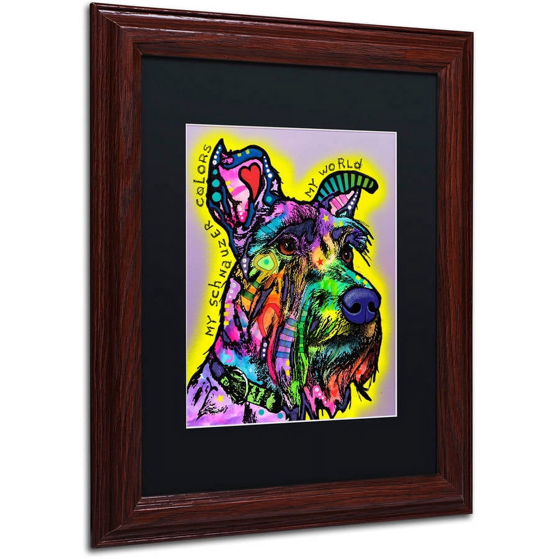 Trademark Fine Art "My Schnauzer" Canvas Art by Dean Russo, Black Matte, Wood Frame