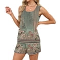 thumbnail image 4 of Sewkxo Two Piece Sets for Women Summer Lounge Drawstring Shorts Sets Tank Square Neck Sleeveless Sweat Sets With Pocket,Green L, 4 of 8