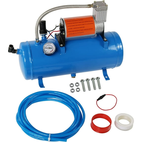 JDMSPEED New 150PSI DC 12V Air Compressor with 6 Liter Tank 1.6 Gallon For Train Horns Motorhome Tires