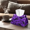 thumbnail image 4 of SEANATIVE Halloween Tissue Box Cover Rectangle Tissue Box Holder with Top Buckle, Bats Tissue Box Organizer for Car PU Leather Tribal Tissue Paper Box Cover for Hotel, Office, Night Stands, 4 of 7