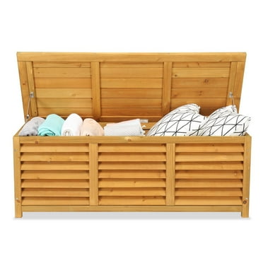 47 Gallon Wood Deck Box Outdoor Storage Box Furniture for Backyard Patio Garden
