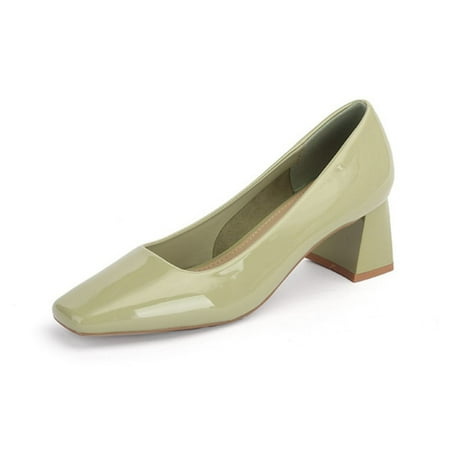 Going Outfits - Leather chunky heel square Mary Jane shoes-34