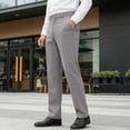 thumbnail image 2 of Wrtxtat Men's Work Office Pants Midweight Warm Fall Spring Business Foraml Dress Pants with Pockets Straight Leg Suit Pants Gray M, 2 of 10