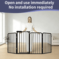 thumbnail image 2 of Freestanding Dog Gate with Door, 2P-Foldable Pet Gate 33.9” High, Extra Wide Indoor Dog Fence, One-Hand Open, Adjustable for Doorways, Stairs & Living Room, 2 of 7