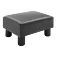 thumbnail image 1 of Ottoman Foot Rest, Small Foot Stool with Faux Leather Upholstery, Rectangular Ottoman Footrest with Padded Foam Seat and Plastic Legs, Bright Black 26, 1 of 5