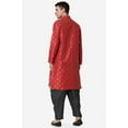 thumbnail image 2 of Royal Kurta Elegant Maroon Jacquard Silk Printed Long Kurta and Black Salwar for Men, 2 of 7