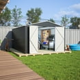 thumbnail image 3 of DetalleGo 10x12FT Metal Storage Shed - No Foundation Needed! Lockable Double Doors (49.5"x65"), Aluminum Frame & Galvanized Steel, All-Weather Garden Shed for Lawn Mower/Tools, 3 of 8